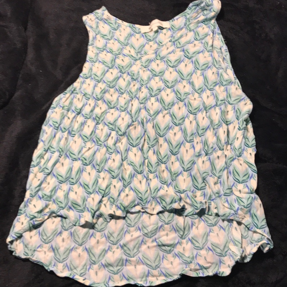 Blue white and green sleeveless tank top